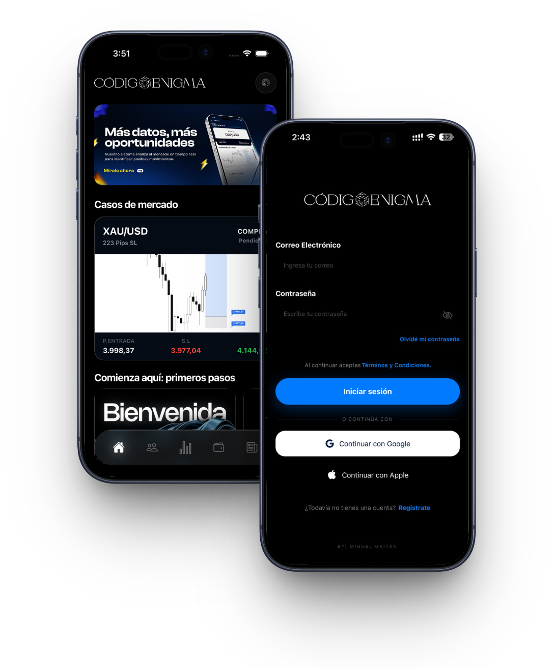 App Código Enigma en iPhone